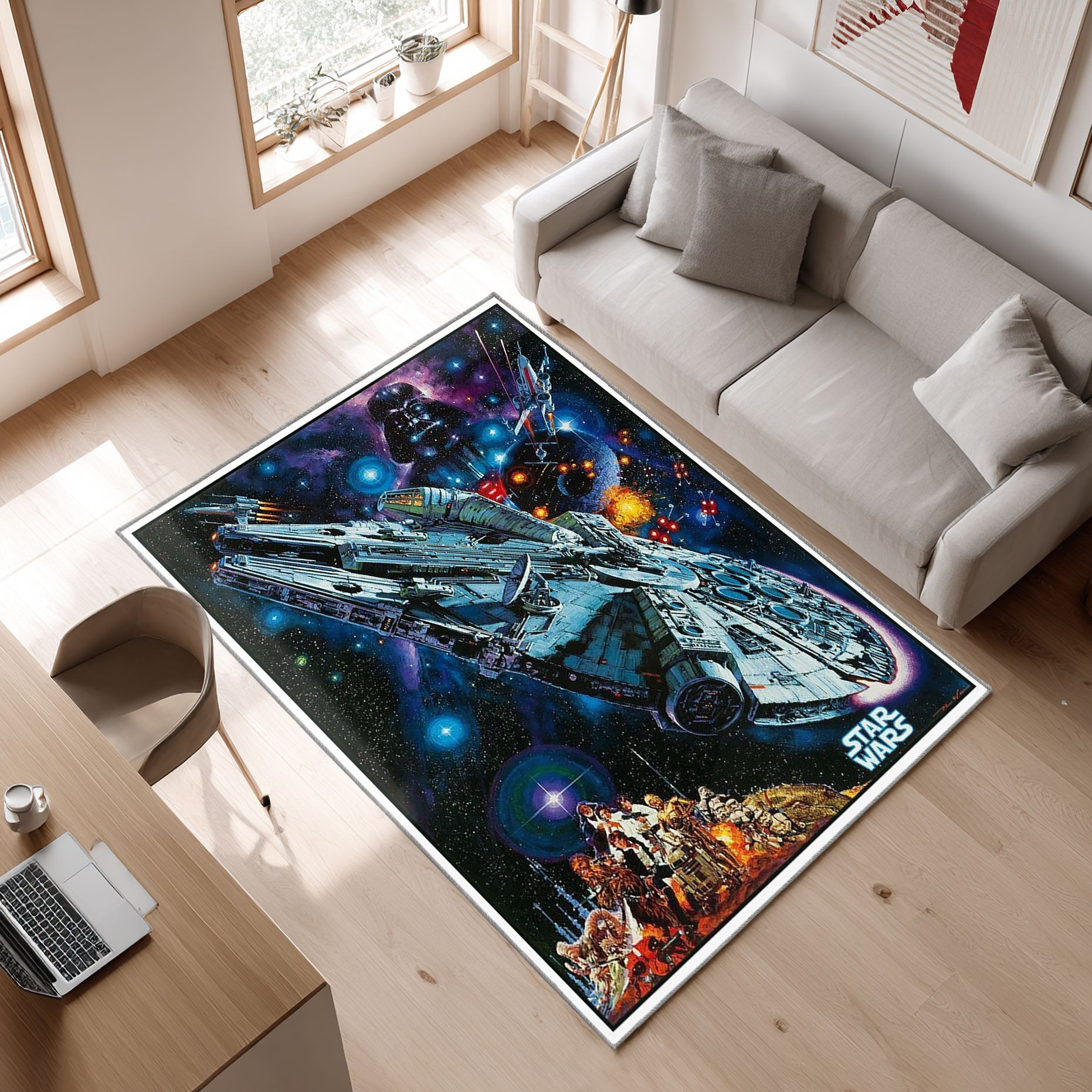 Star Wars Area Film_002 Area Rug, Non-Slip Living Room Floor Mat, Soft Bedroom Carpet, Washable Home Decor