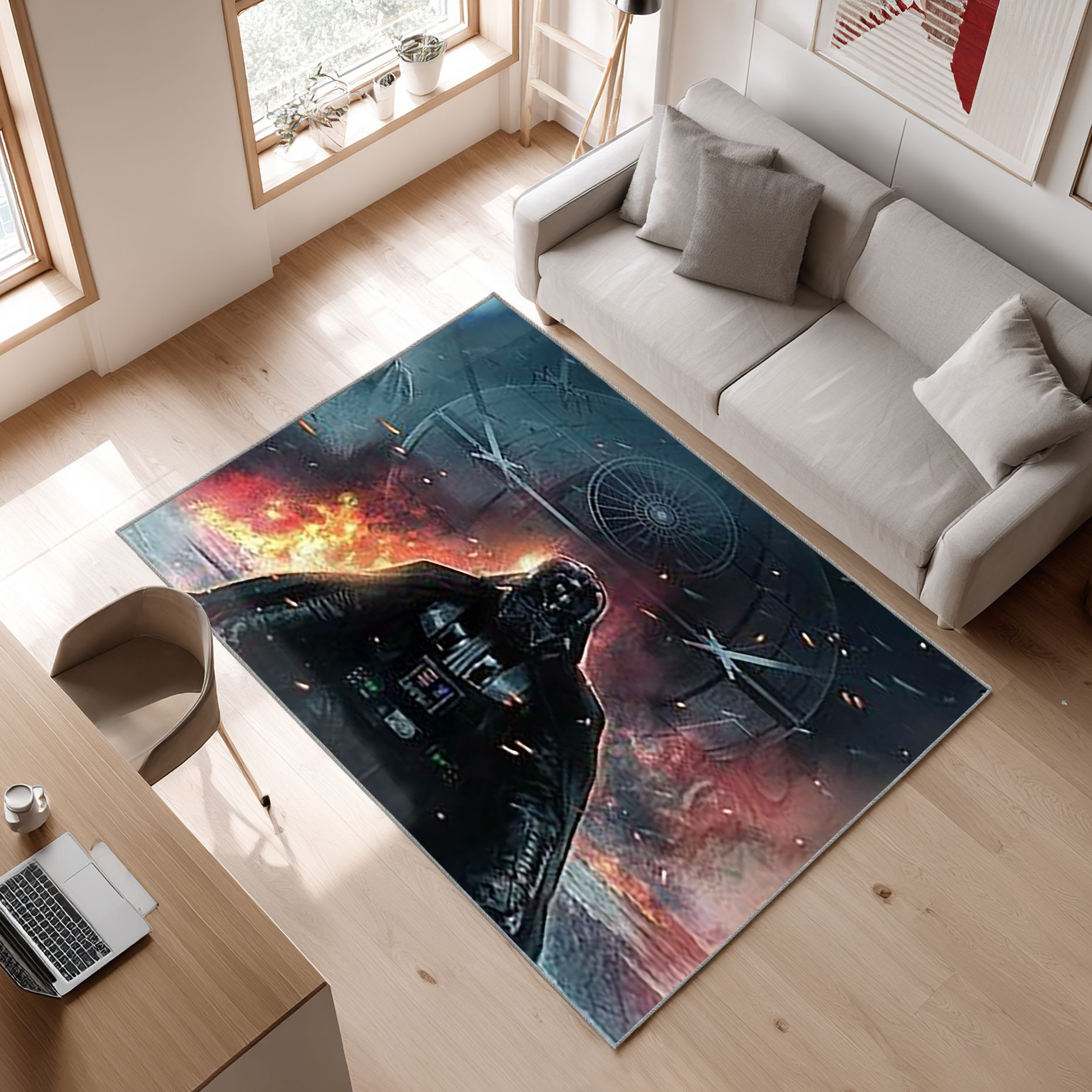 Star Wars Darth Vader Filmbereich Bodendekoration Die Us Dekoration V16 Area Rug, Non-Slip Living Room Floor Mat, Soft Bedroom Carpet, Washable Home Decor