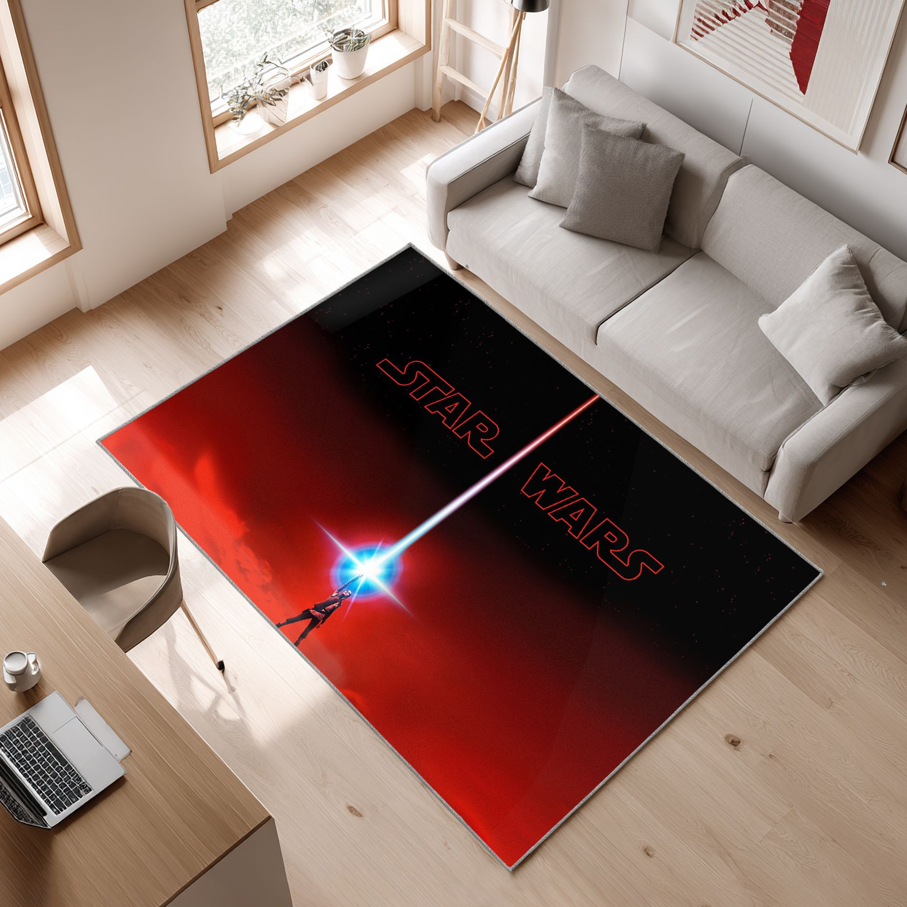 Star Wars Die Letzten Jedi Area Rug, Non-Slip Living Room Floor Mat, Soft Bedroom Carpet, Washable Home Decor