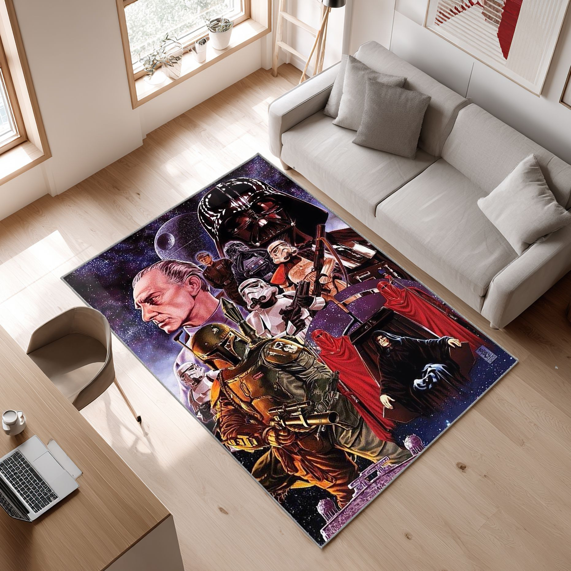 Star Wars Fans Area Film Beautyus Area Rug, Non-Slip Living Room Floor Mat, Soft Bedroom Carpet, Washable Home Decor