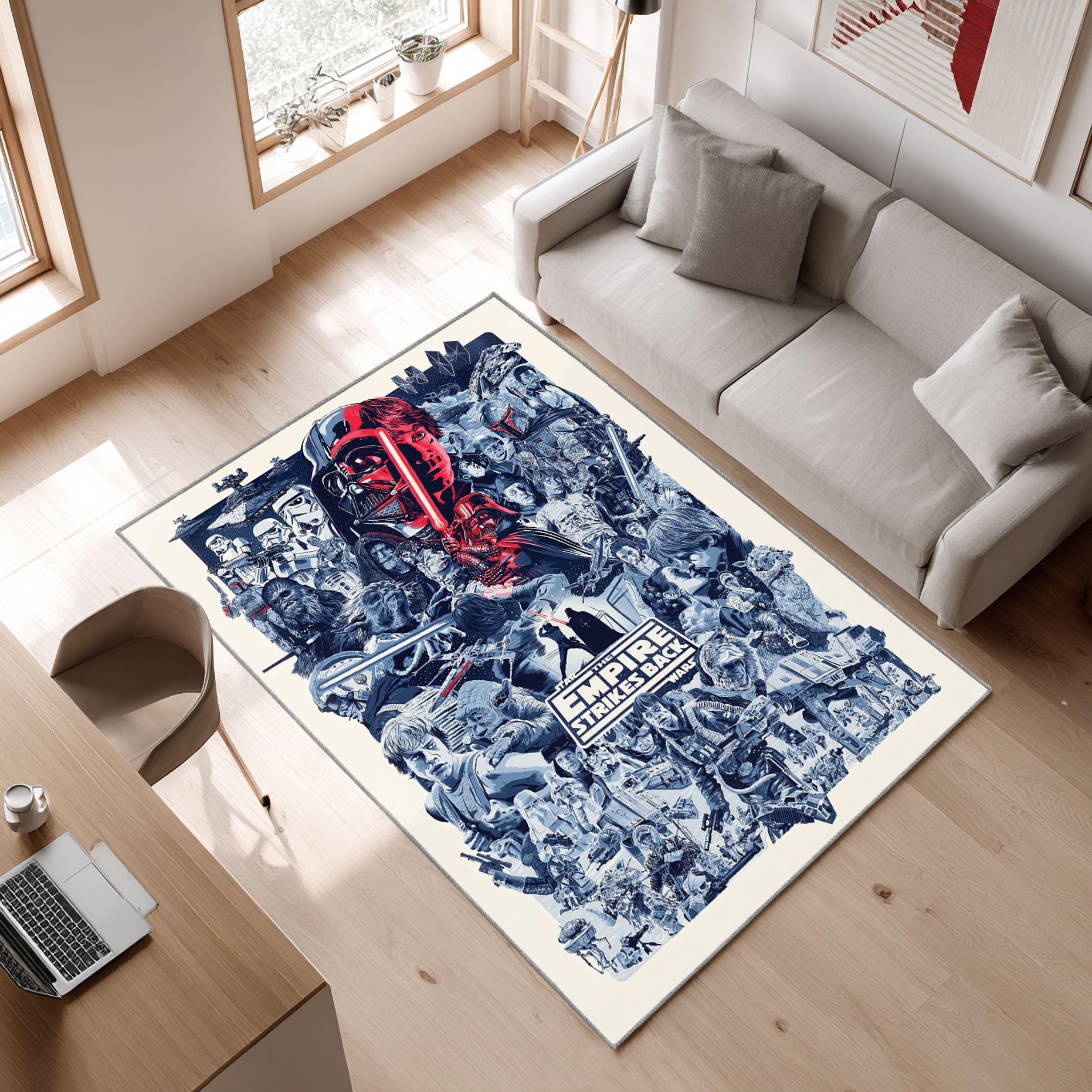 Star Wars Film 2 Area Rug, Non-Slip Living Room Floor Mat, Soft Bedroom Carpet, Washable Home Decor