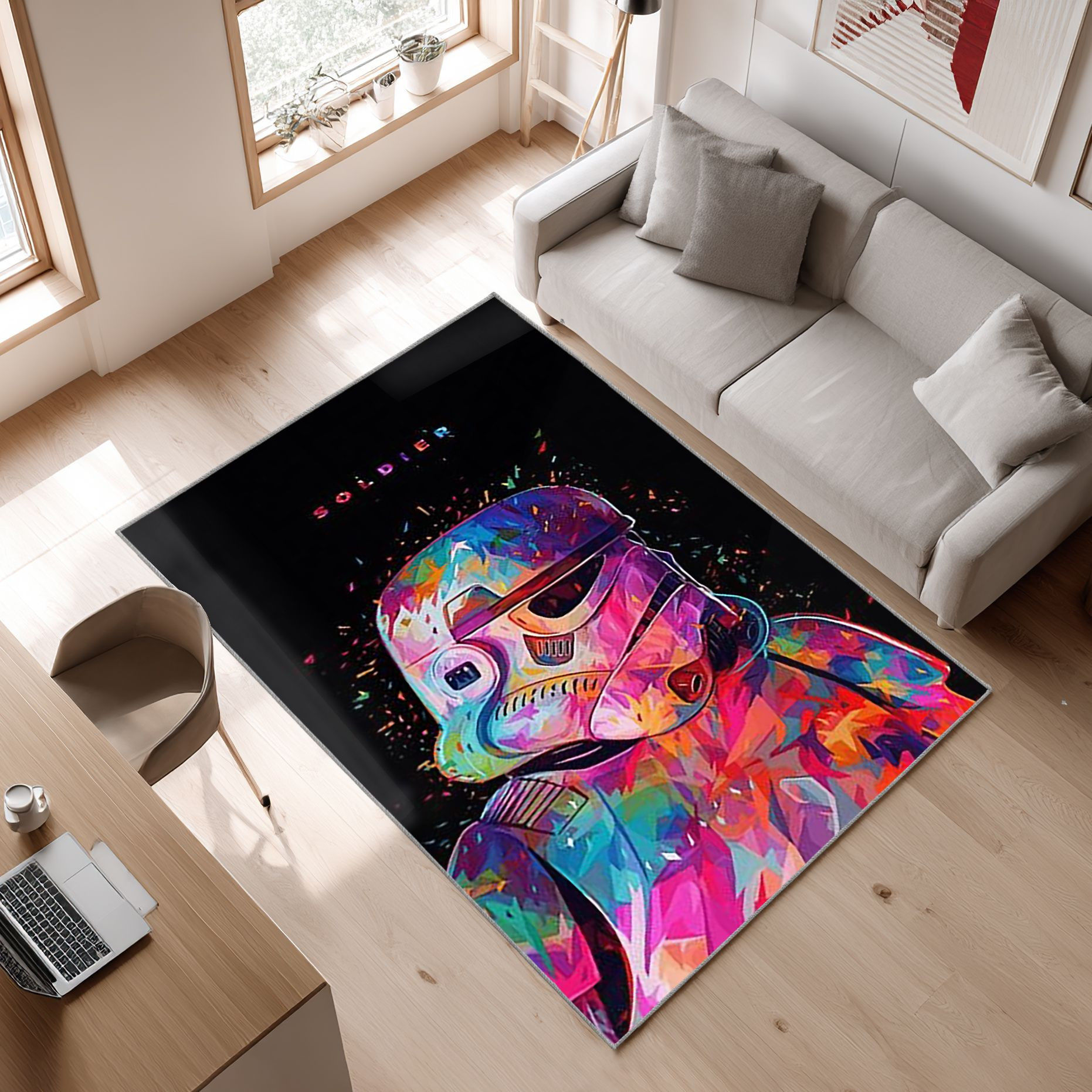 Star Wars Film 5 Area Rug, Non-Slip Living Room Floor Mat, Soft Bedroom Carpet, Washable Home Decor