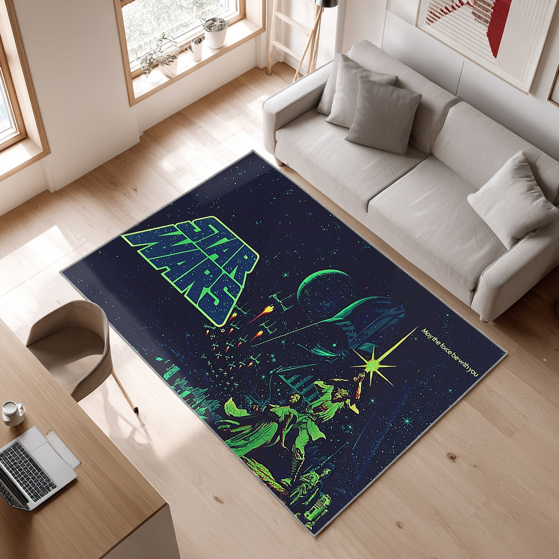 Star Wars Filmplakate Area Rug, Non-Slip Living Room Floor Mat, Soft Bedroom Carpet, Washable Home Decor