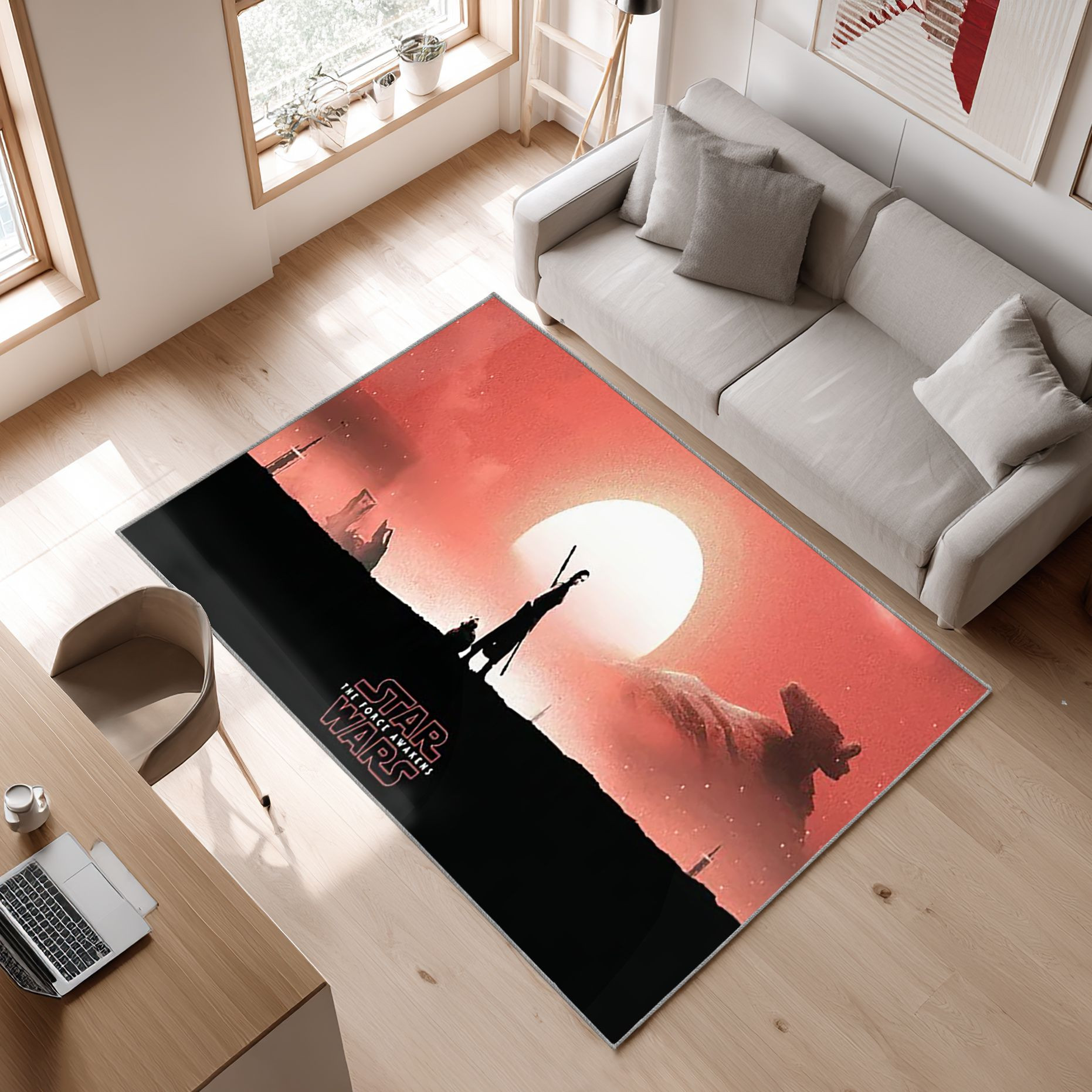 Star Wars Force Awakens Futuristische Sci Fi Action V1 Area Rug, Non-Slip Living Room Floor Mat, Soft Bedroom Carpet, Washable Home Decor