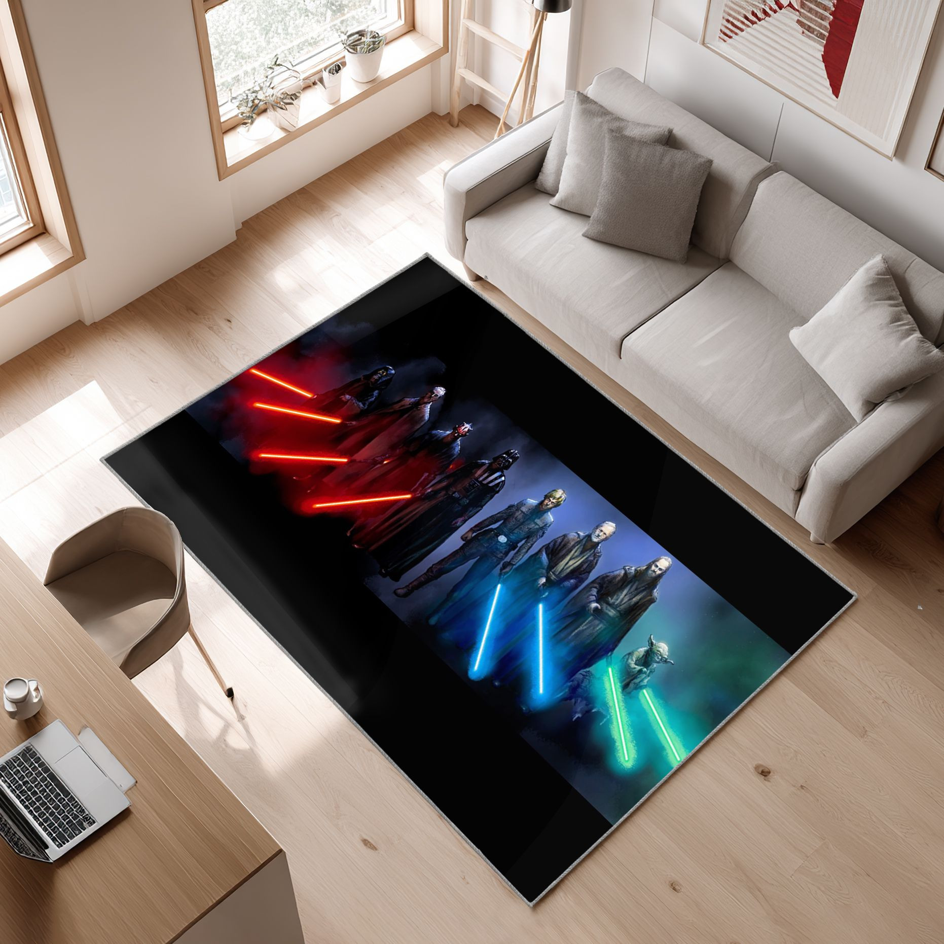 Star Wars Force Awakens Futuristische Sci Fi Action V4 Area Rug, Non-Slip Living Room Floor Mat, Soft Bedroom Carpet, Washable Home Decor