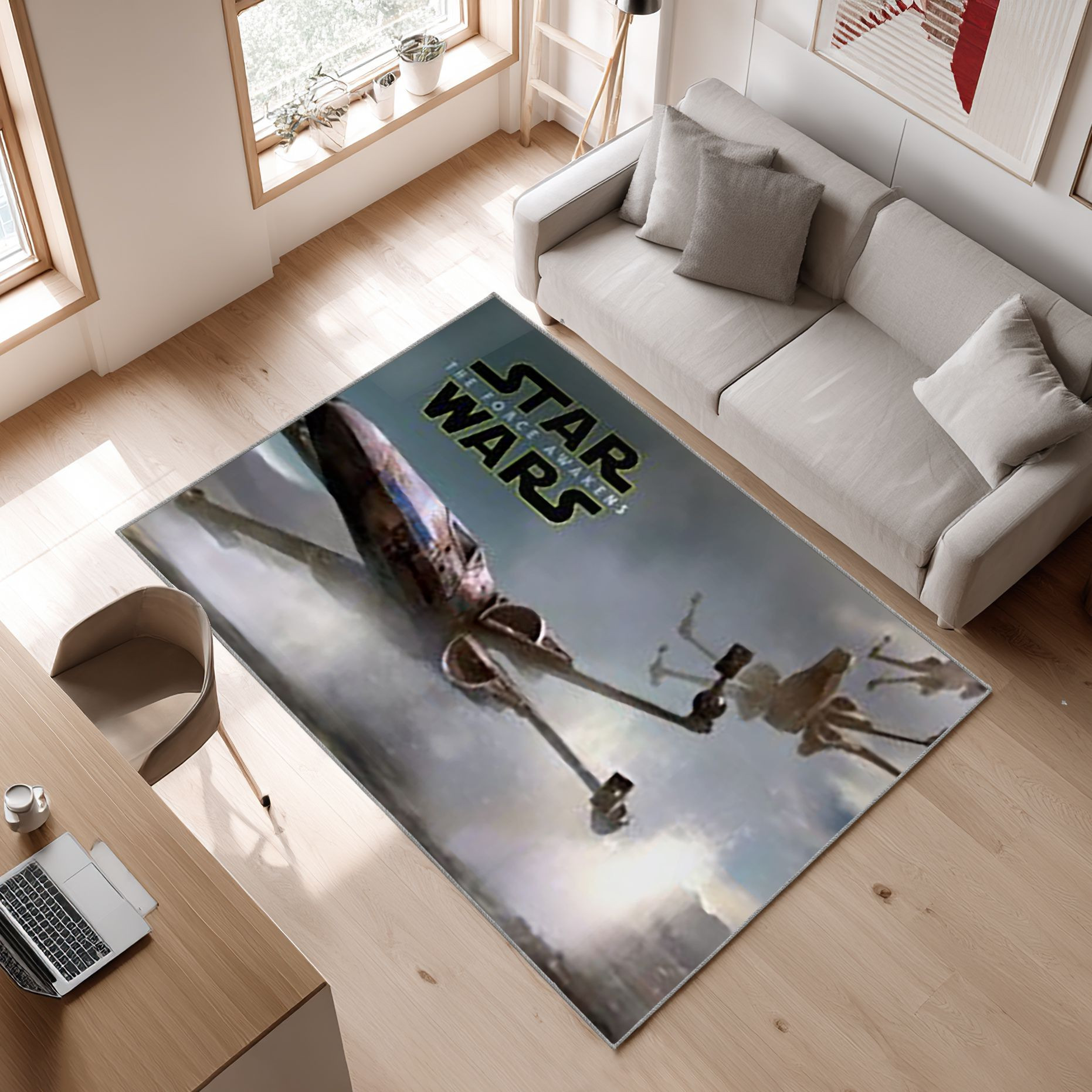 Star Wars Force Awakens Futuristische Sci Fi Action V5 Area Rug, Non-Slip Living Room Floor Mat, Soft Bedroom Carpet, Washable Home Decor