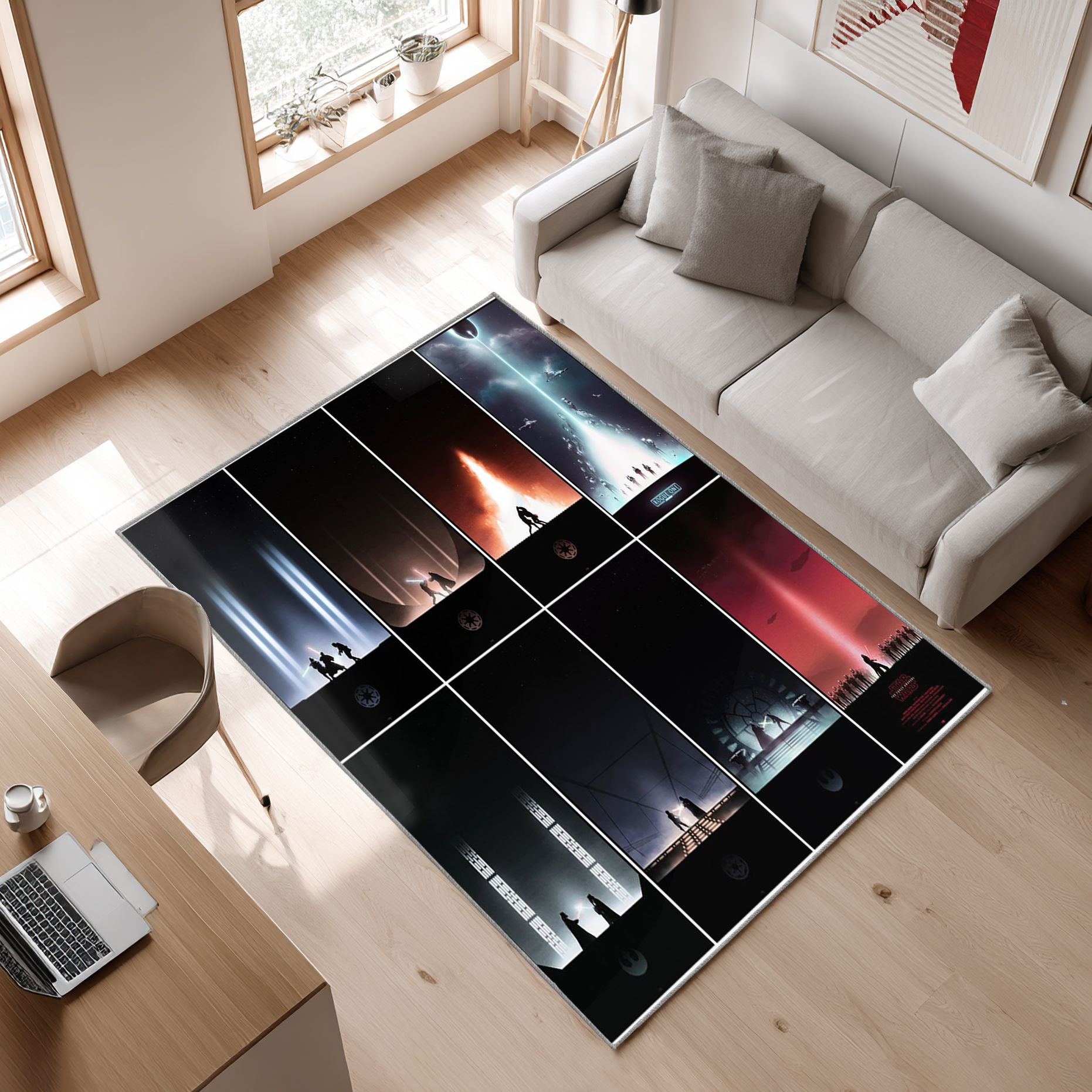 Star Wars Kopfgeldjager Area Rug, Non-Slip Living Room Floor Mat, Soft Bedroom Carpet, Washable Home Decor