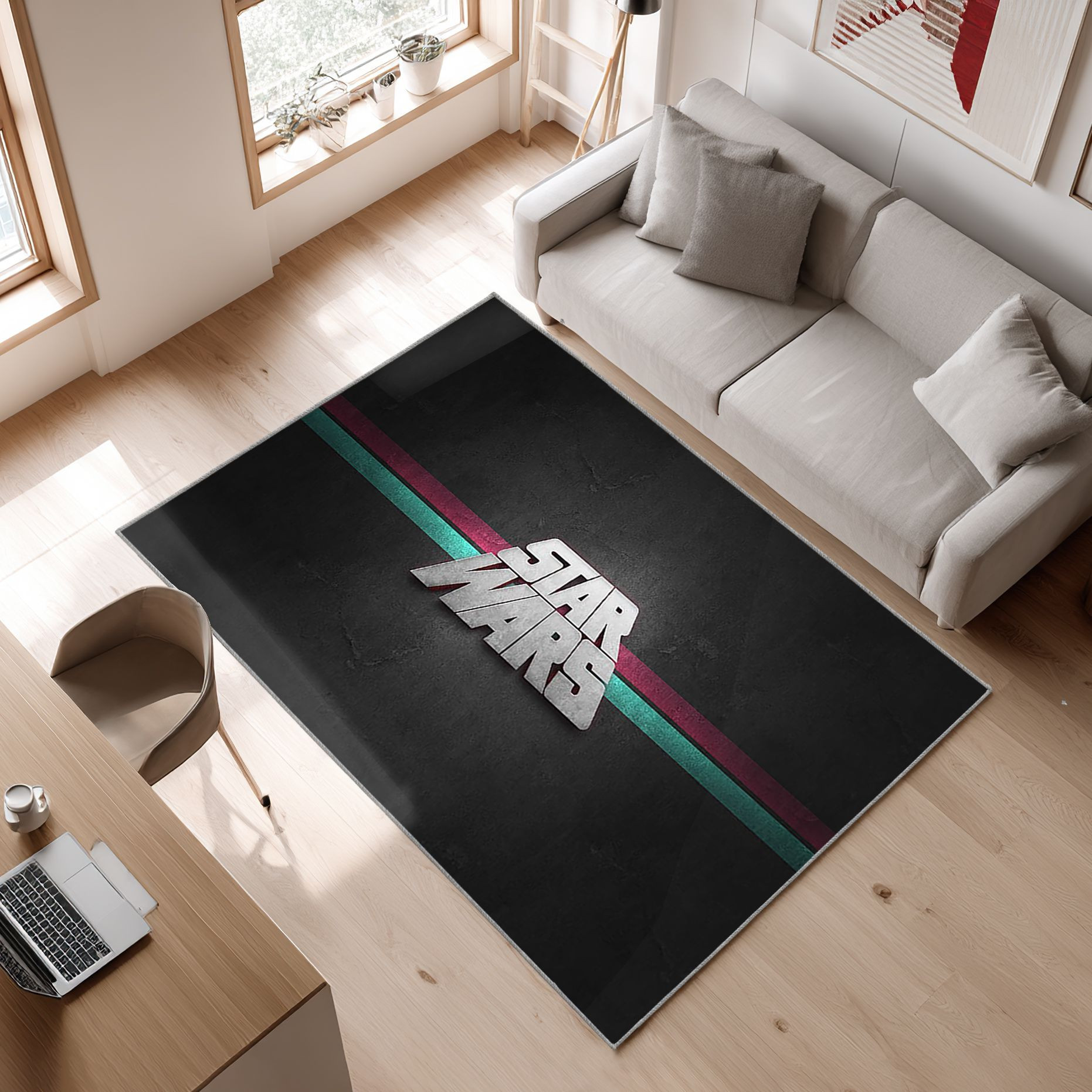 Star Wars Logo, Star Wars, Logo Area Rug, Non-Slip Living Room Floor Mat, Soft Bedroom Carpet, Washable Home Decor