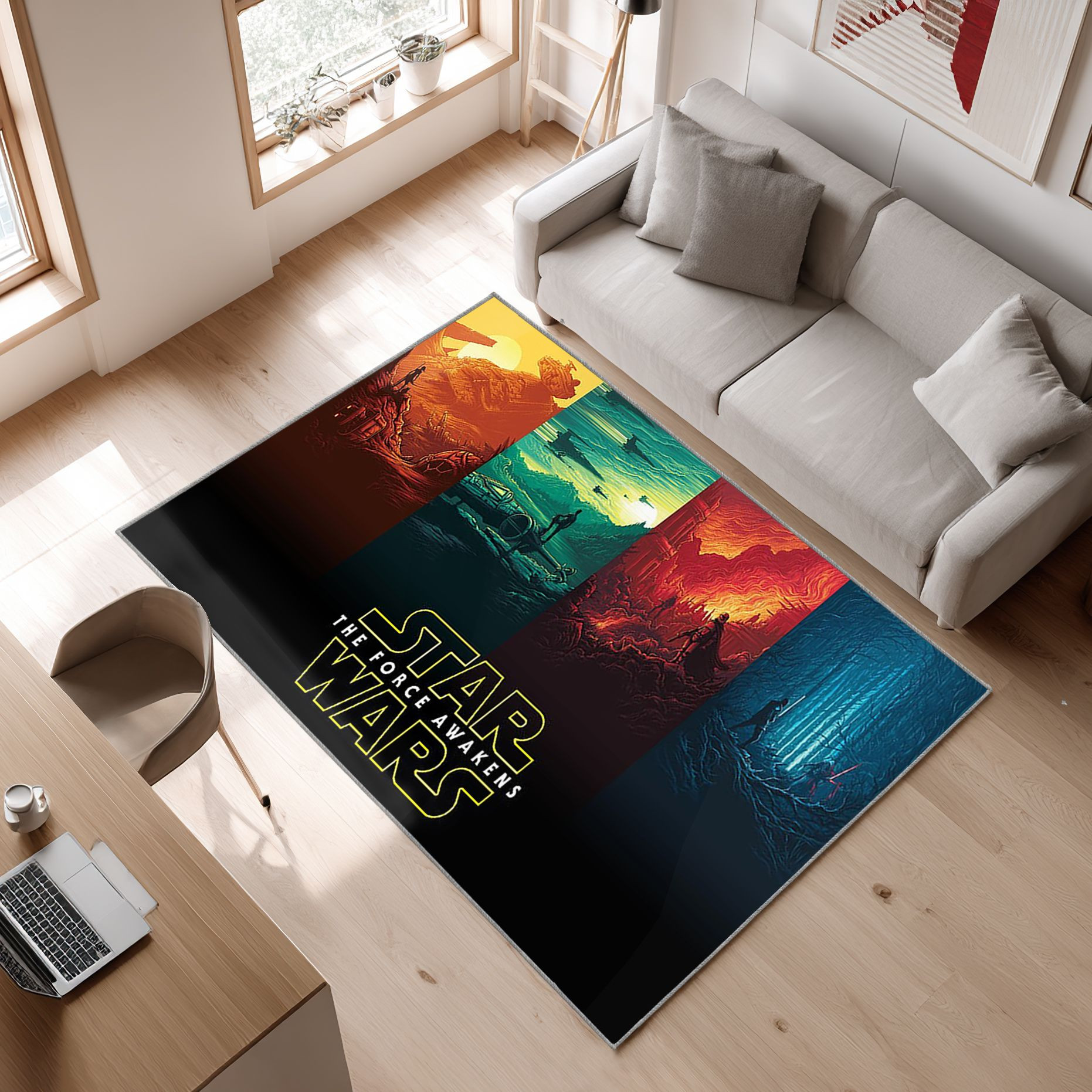 Star Wars Poster Logo Area Rug, Non-Slip Living Room Floor Mat, Soft Bedroom Carpet, Washable Home Decor