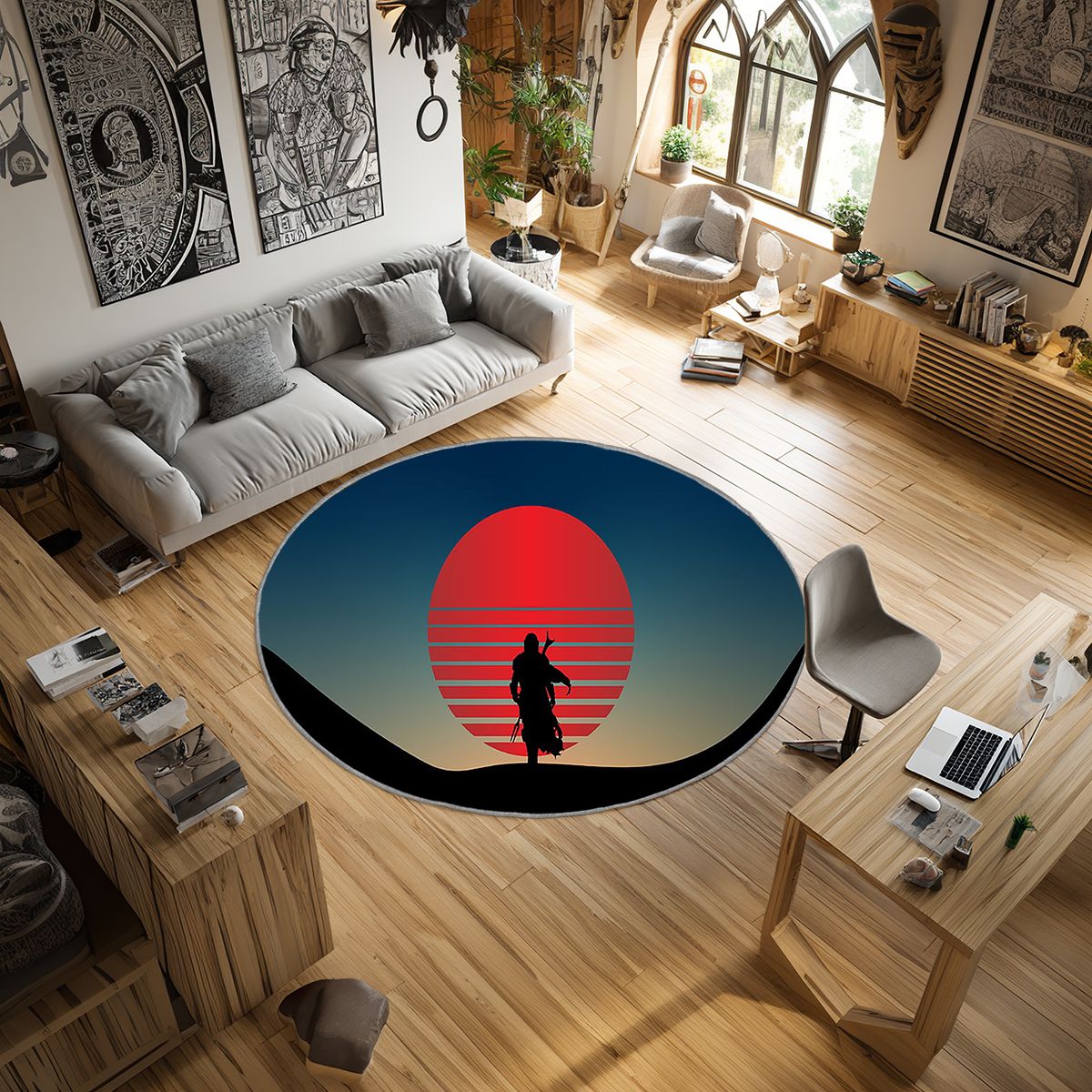 Star Wars The Mandalorian Vaporwave Area Rug, Non-Slip Living Room Floor Mat, Soft Bedroom Carpet, Washable Home Decor Star Wars The Mandalorian Vaporwave Area Rug, Non-Slip Living Room Floor Mat, Soft Bedroom Carpet, Washable Home Decor - Image 2
