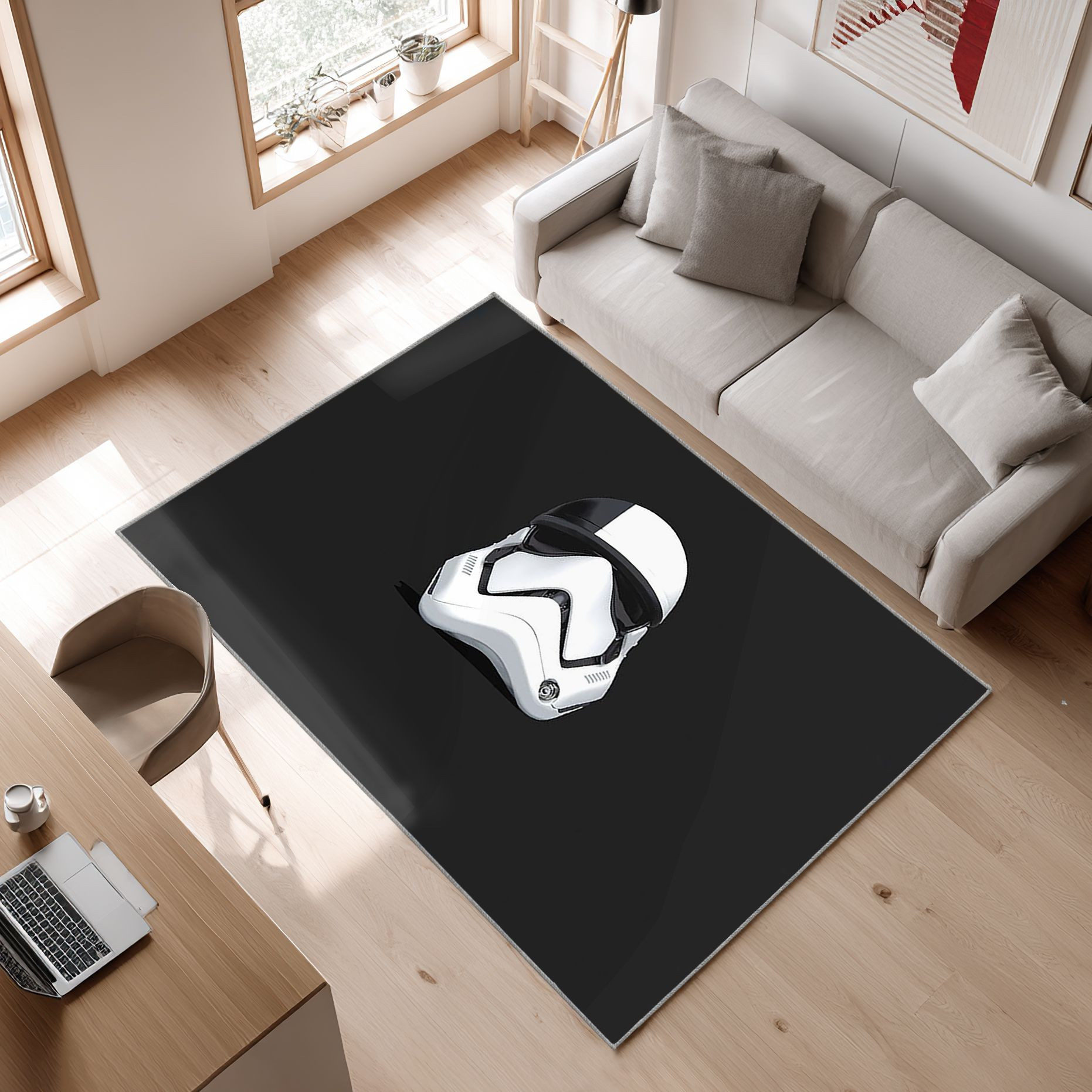 Stormtrooper Helmet Star Wars Area Rug, Non-Slip Living Room Floor Mat, Soft Bedroom Carpet, Washable Home Decor
