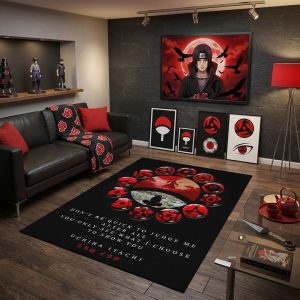Uchiha Itachi Akatsuki Naruto 5 Area Rug, Non-Slip Living Room Floor Mat, Soft Bedroom Carpet, Washable Home Decor