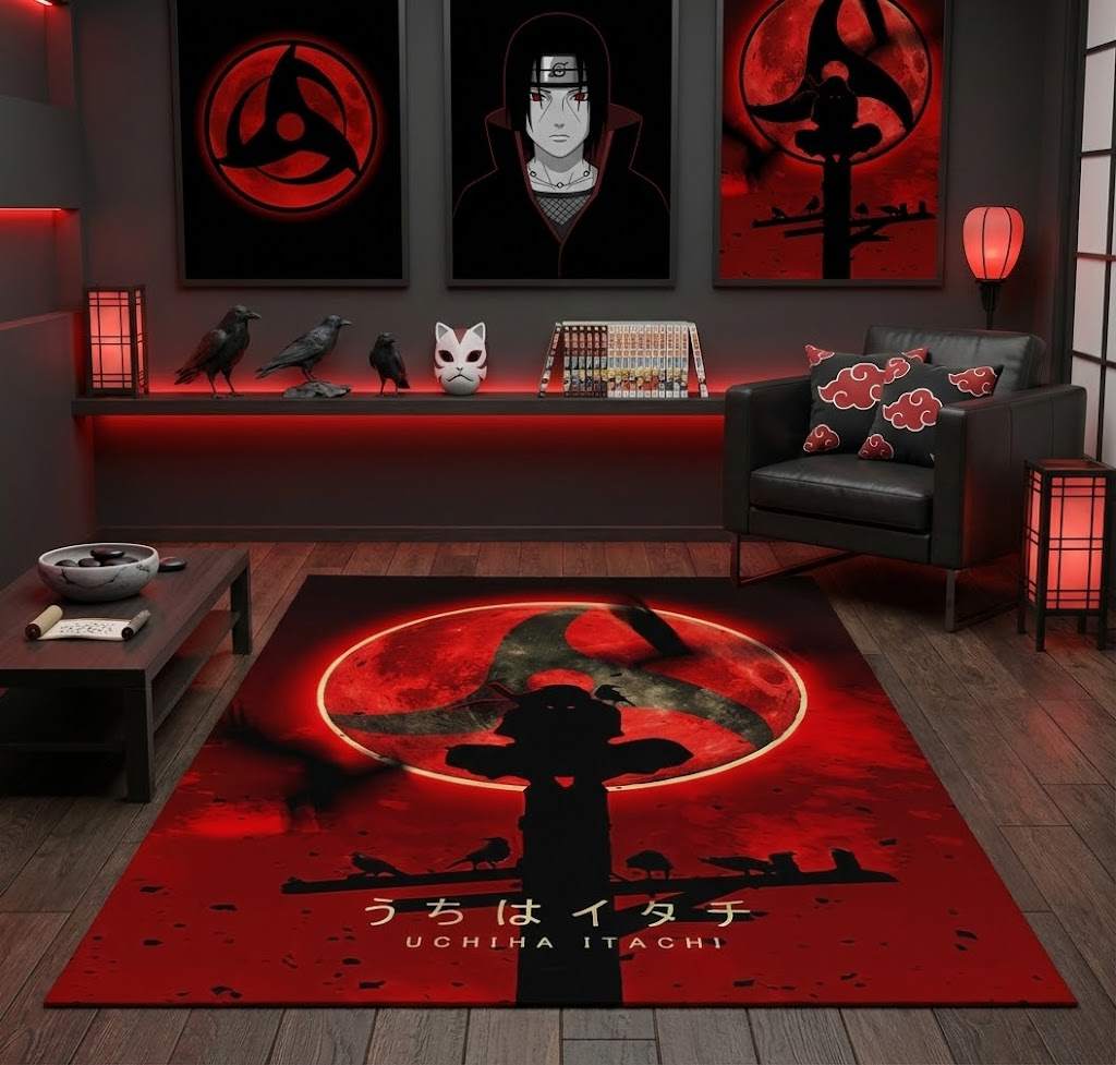 Uchiha Itachi Naruto Akatsuki 3 Area Rug, Non-Slip Living Room Floor Mat, Soft Bedroom Carpet, Washable Home Decor