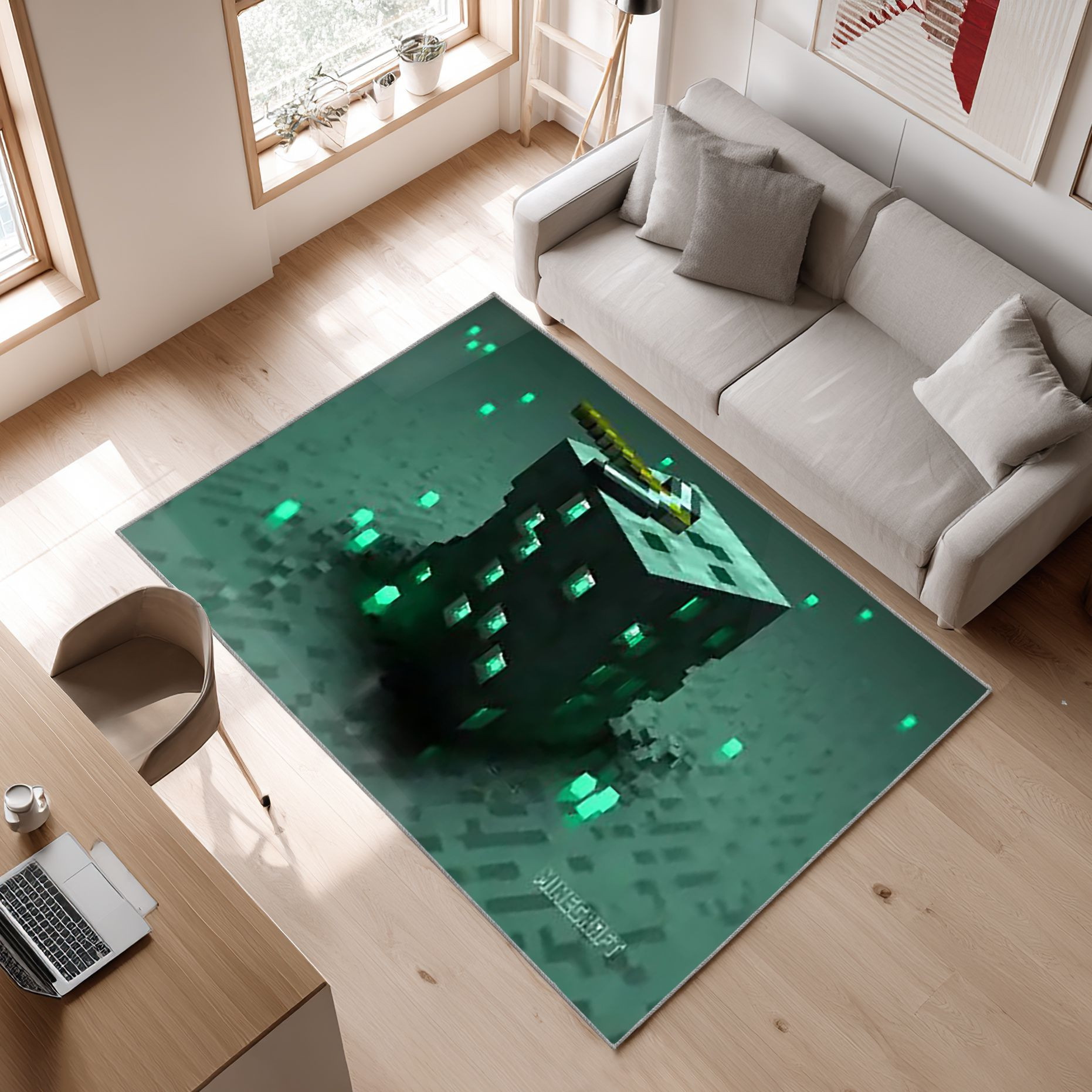 Video Game Minecraft 1 Area Rug, Non-Slip Living Room Floor Mat, Soft Bedroom Carpet, Washable Home Decor