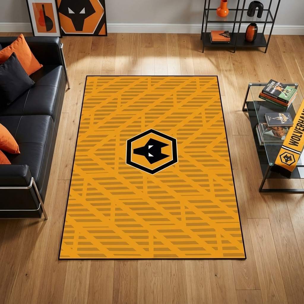 Wolverhampton Wanderers Football Club 02 Carpet Area Rug, Non-Slip Living Room Floor Mat, Soft Bedroom Carpet, Washable Home Decor
