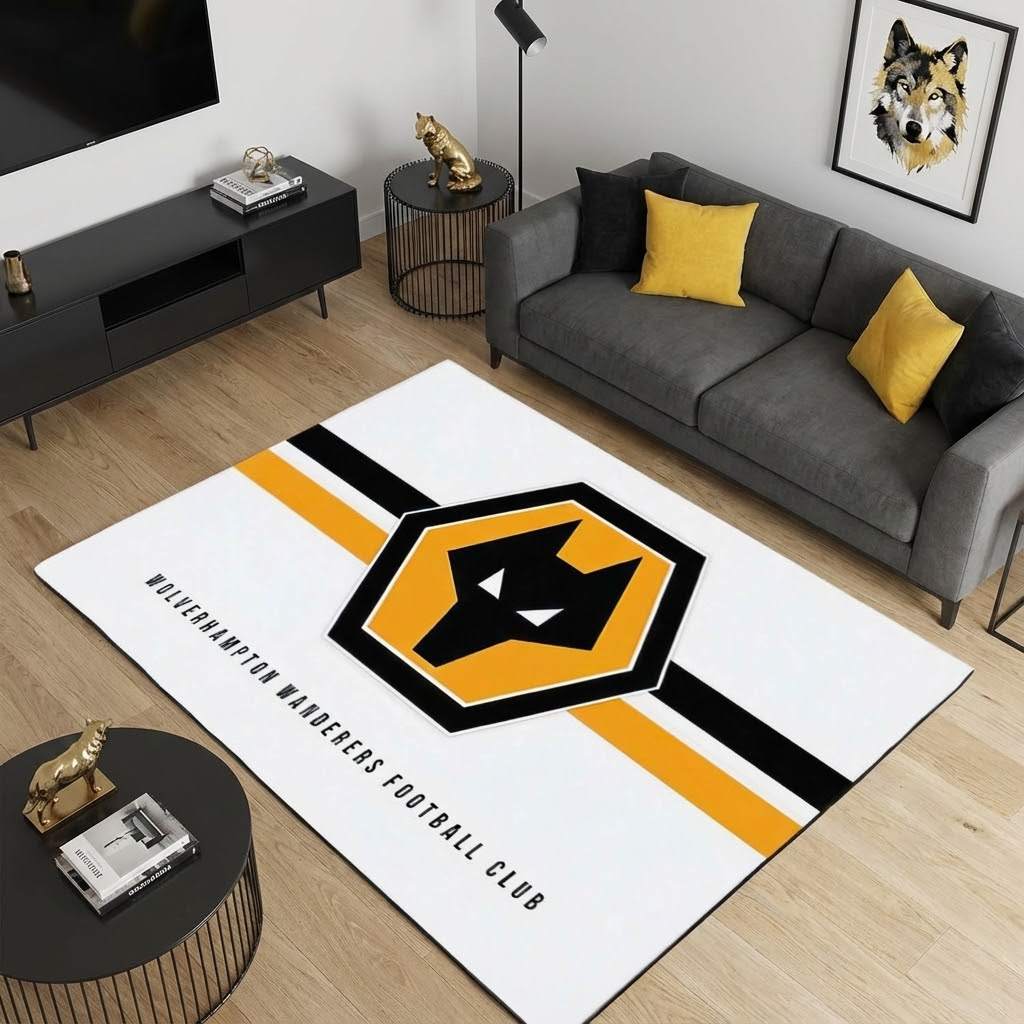 Wolverhampton Wanderers Football Club 06 Carpet Area Rug, Non-Slip Living Room Floor Mat, Soft Bedroom Carpet, Washable Home Decor