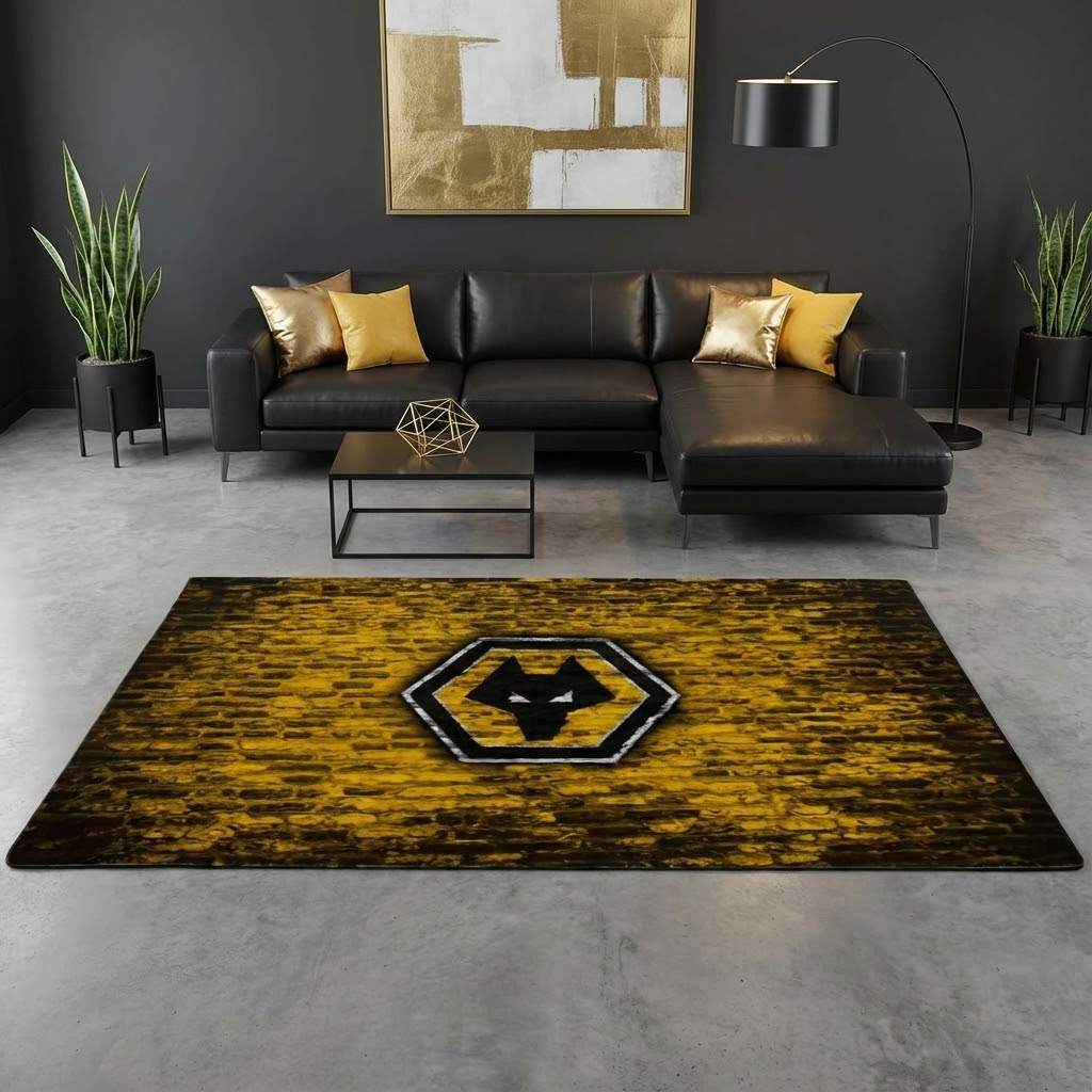 Wolverhampton Wanderers Football Club 07 Carpet Area Rug, Non-Slip Living Room Floor Mat, Soft Bedroom Carpet, Washable Home Decor
