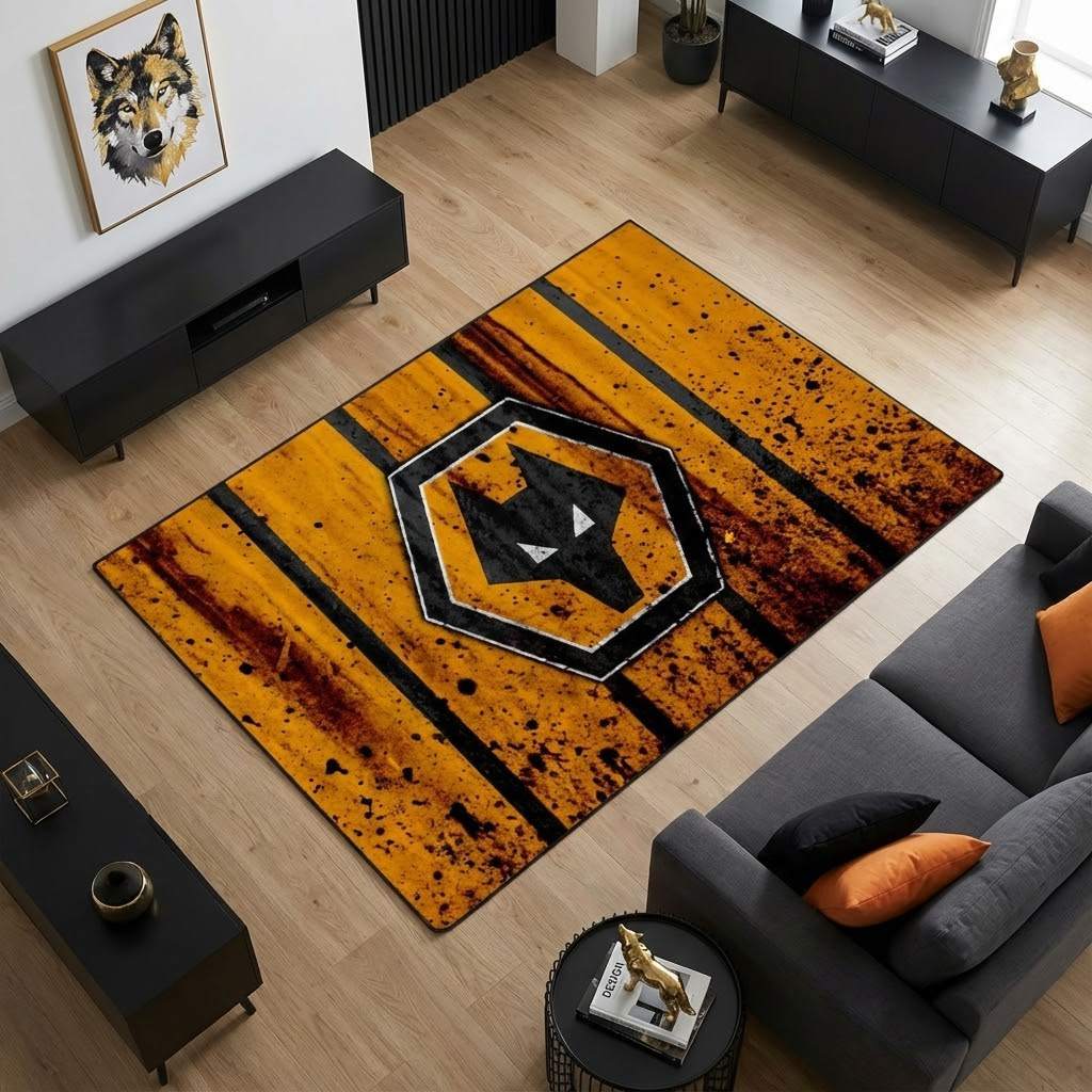 Wolverhampton Wanderers Football Club 10 Carpet Area Rug, Non-Slip Living Room Floor Mat, Soft Bedroom Carpet, Washable Home Decor