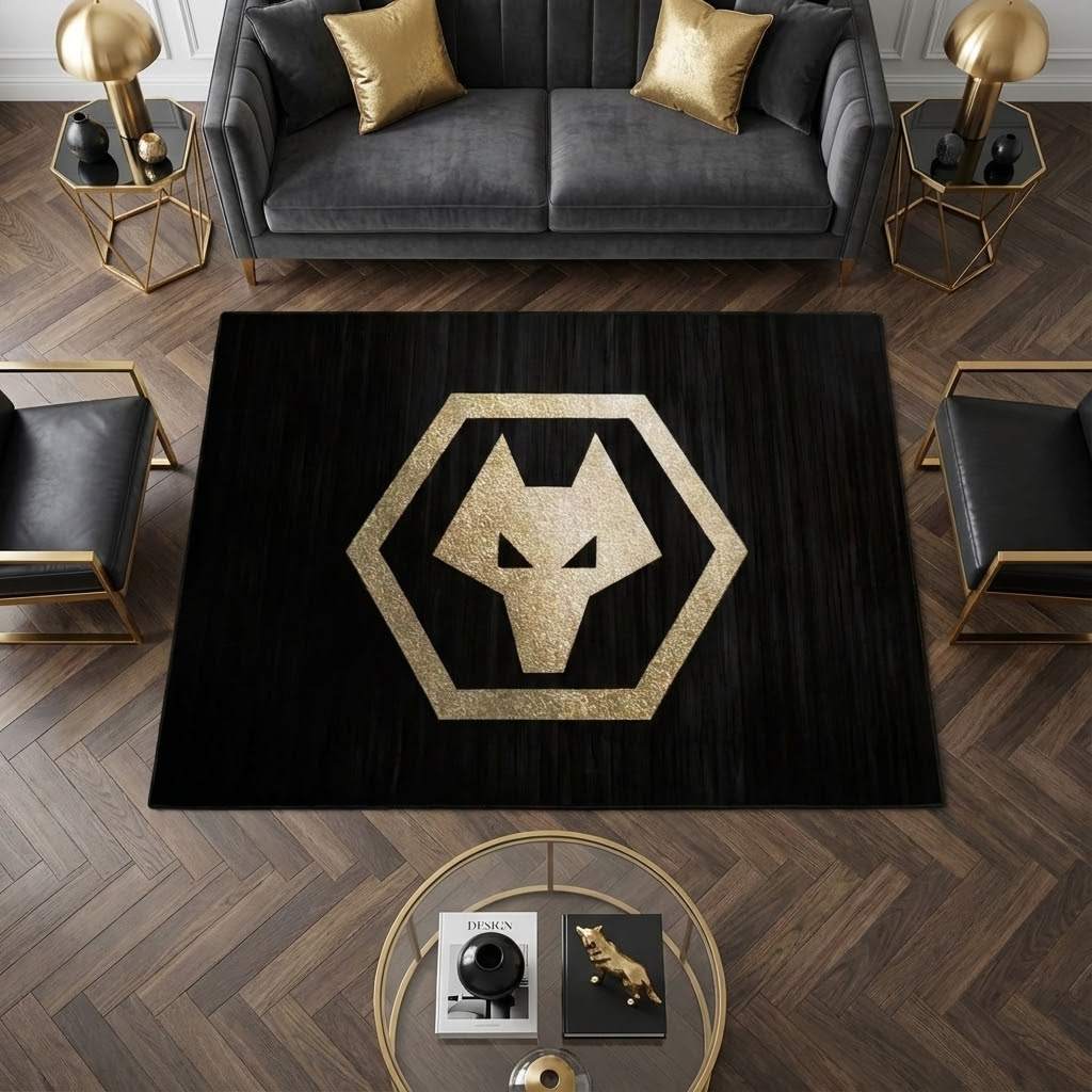 Wolverhampton Wanderers Football Club 12 Carpet Area Rug, Non-Slip Living Room Floor Mat, Soft Bedroom Carpet, Washable Home Decor