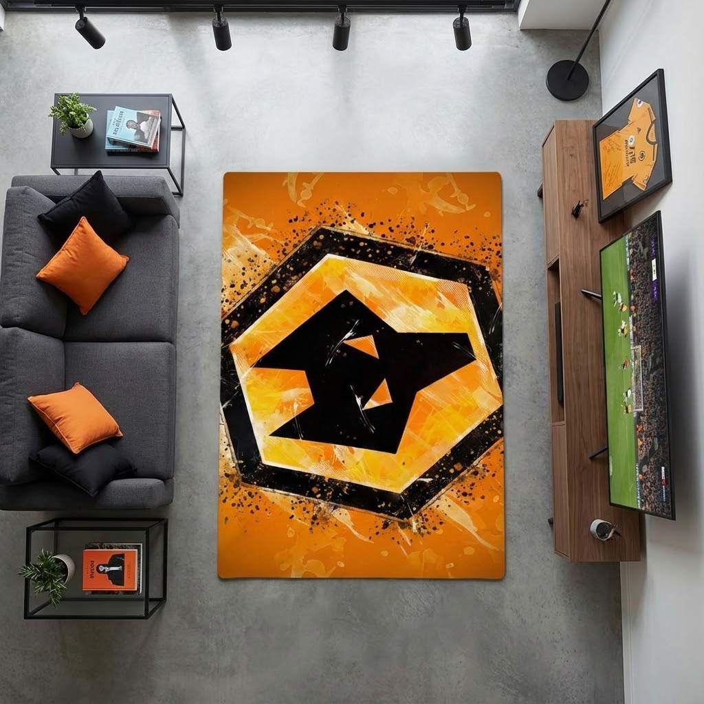 Wolverhampton Wanderers Football Club 14 Carpet Area Rug, Non-Slip Living Room Floor Mat, Soft Bedroom Carpet, Washable Home Decor