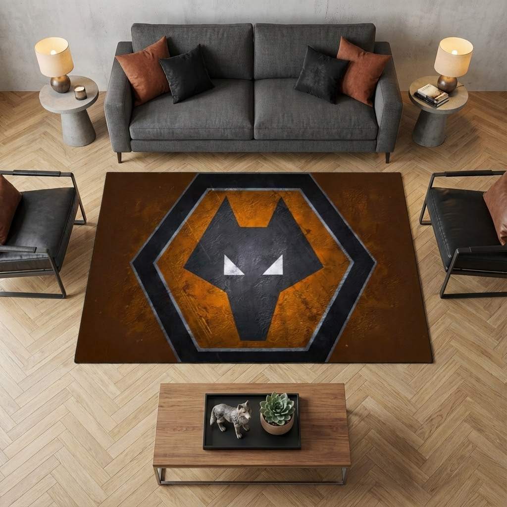 Wolverhampton Wanderers Football Club 15 Carpet Area Rug, Non-Slip Living Room Floor Mat, Soft Bedroom Carpet, Washable Home Decor