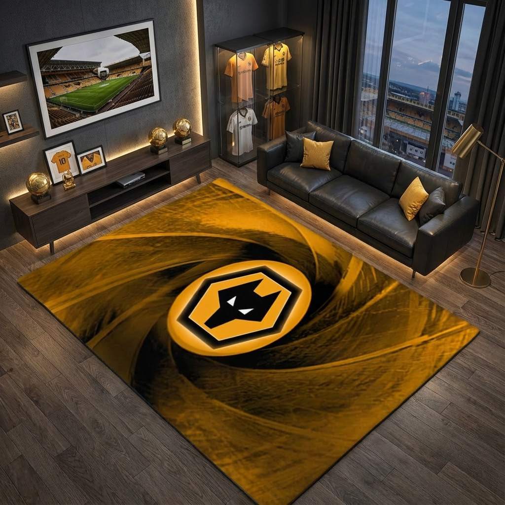Wolverhampton Wanderers Football Club 18 Carpet Area Rug, Non-Slip Living Room Floor Mat, Soft Bedroom Carpet, Washable Home Decor