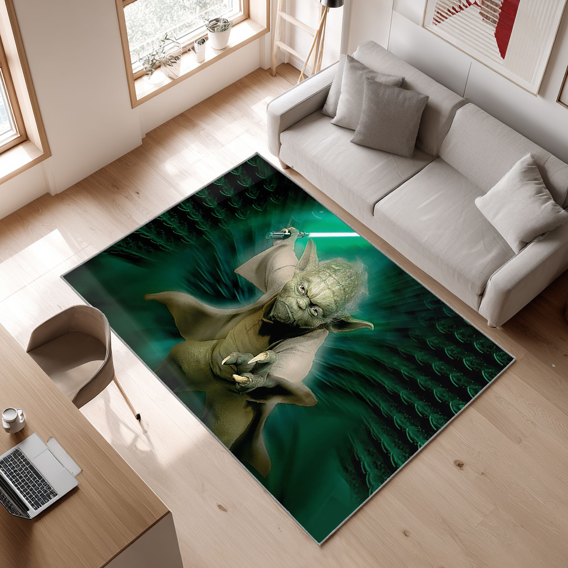 Yoda Star Wars , Yoda, Star Wars Area Rug, Non-Slip Living Room Floor Mat, Soft Bedroom Carpet, Washable Home Decor